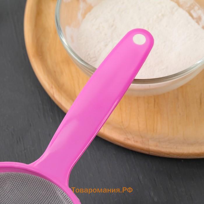 Сито с ручкой, набор 3 шт., пластик, d=6.5/8/12 см, бирюзовое