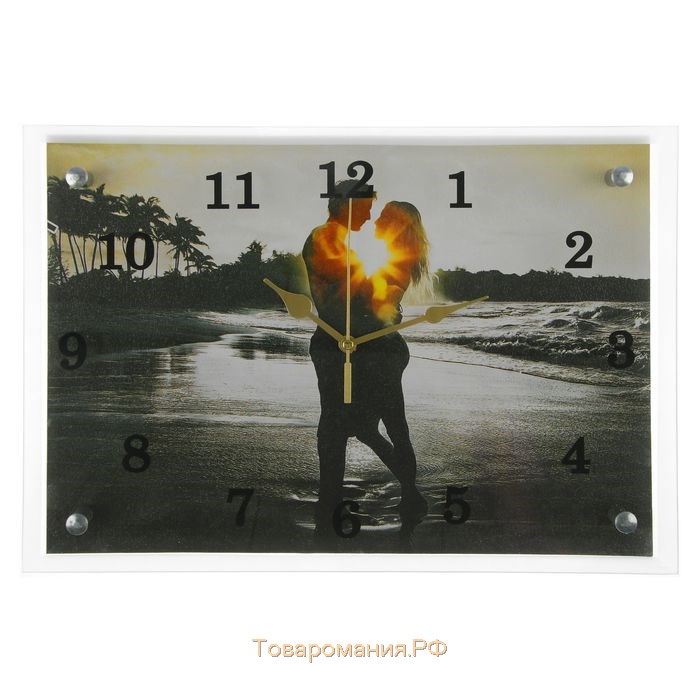 Часы-картина настенные, серия: Люди, "Влюбленная пара", 25х35  см