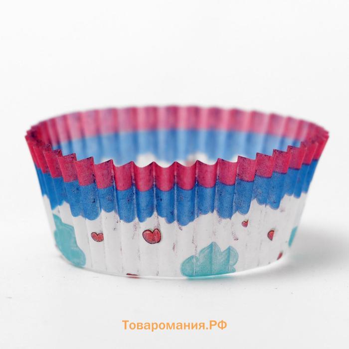 Форма бумажная для выпекания, голубой, 3.5×2 см