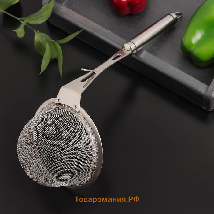 Сито-дуршлаг Magistro Arti, d=12 см, с фиксатором, серебристое