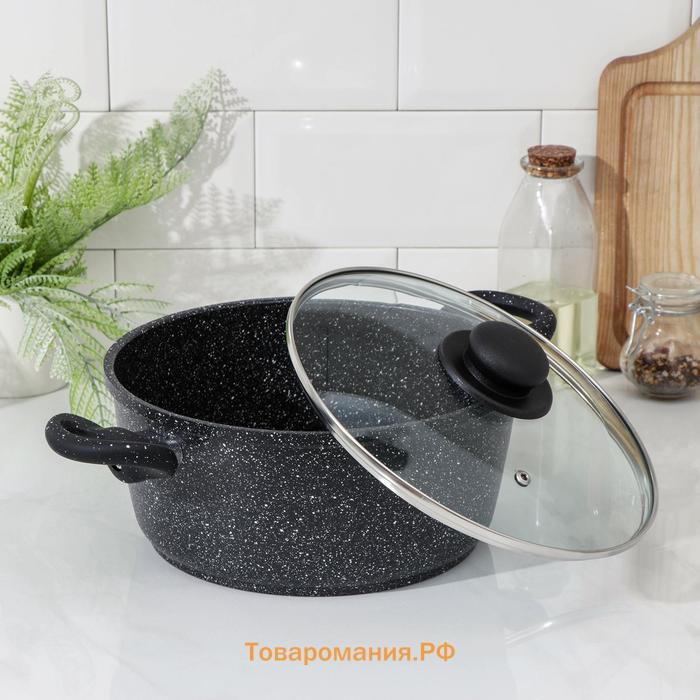 Кастрюля  «Элит», 4 л, d=26 см, h=11 см, антипригарное покрытие, литой алюминий, чёрная