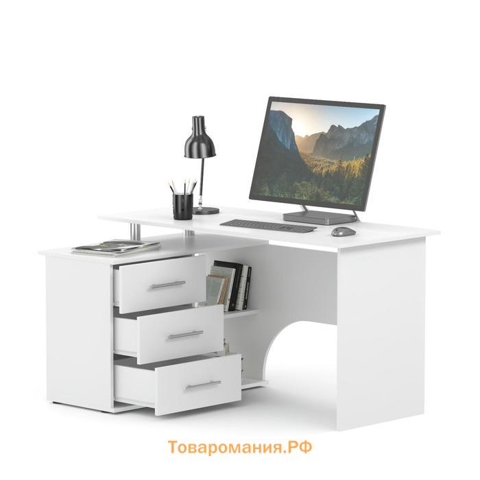 Компьютерный стол «КСТ-09», 1350×935×744 мм, угловой, угол левый, цвет белый