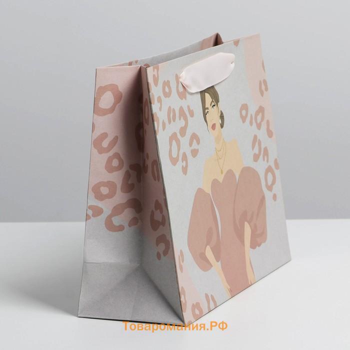 Пакет подарочный крафтовый, упаковка, «You», 22 х 17,5 х 8 см