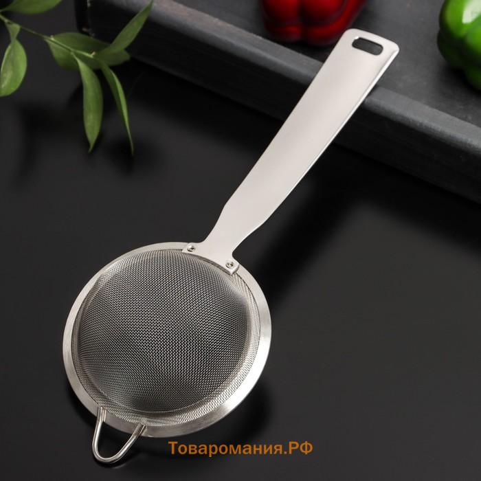 Сито для просеивания с ручкой  Zero, d=10 см, нержавеющая сталь, серебристое