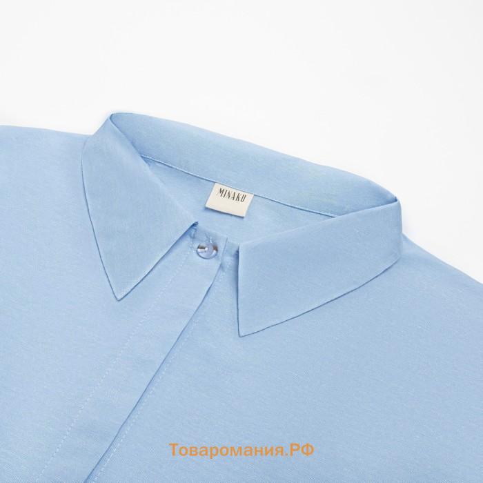 Костюм женский (блузка, шорты) MINAKU: Casual Collection цвет голубой, размер 42