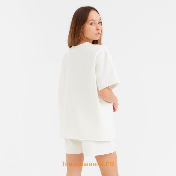 Костюм женский (футболка, шорты) MINAKU: Casual Collection цвет экрю, размер 44