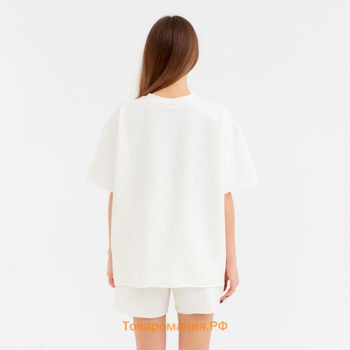Костюм женский (футболка, шорты) MINAKU: Casual Collection цвет экрю, размер 44