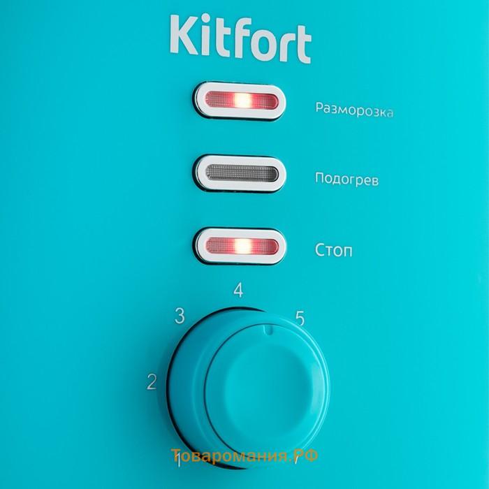 Тостер Kitfort КТ-2050-3, 850 Вт, 7 режимов прожарки, 2 тоста, бирюзовый