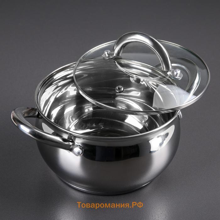 Кастрюля  «Гиперион», 3.5 л, d=20 см, с крышкой, капсульное дно, нержавеющая сталь, индукция