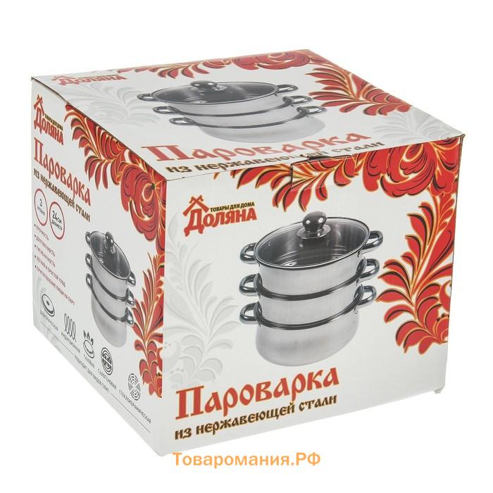 Мантоварка-пароварка  «Классика», d=24 см, 3 уровня, общий объём — 7.9 л, нержавеющая сталь, индукция