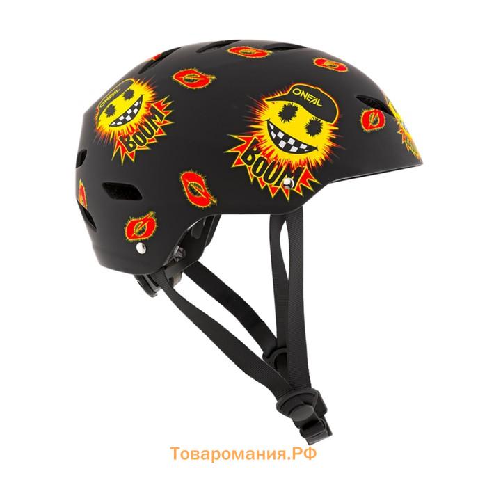 Шлем велосипедный открытый O'NEAL DIRT LID YOUTH EMOJI, детский, матовый, размер L, чёрный, жёлтый
