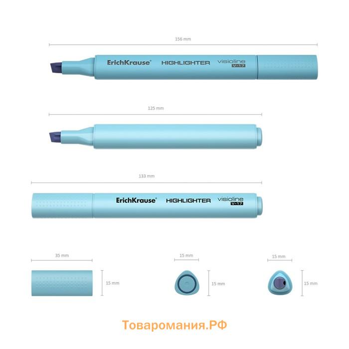 Маркер текстовыделитель ErichKrause Visioline V-17 Pastel, 0.6-4.5 мм, чернила на водной основе, голубой