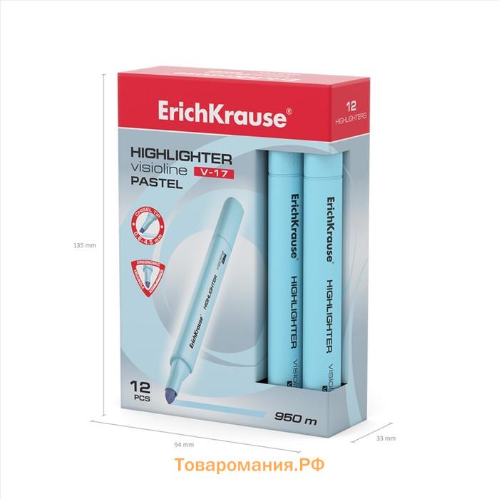 Маркер текстовыделитель ErichKrause Visioline V-17 Pastel, 0.6-4.5 мм, чернила на водной основе, голубой