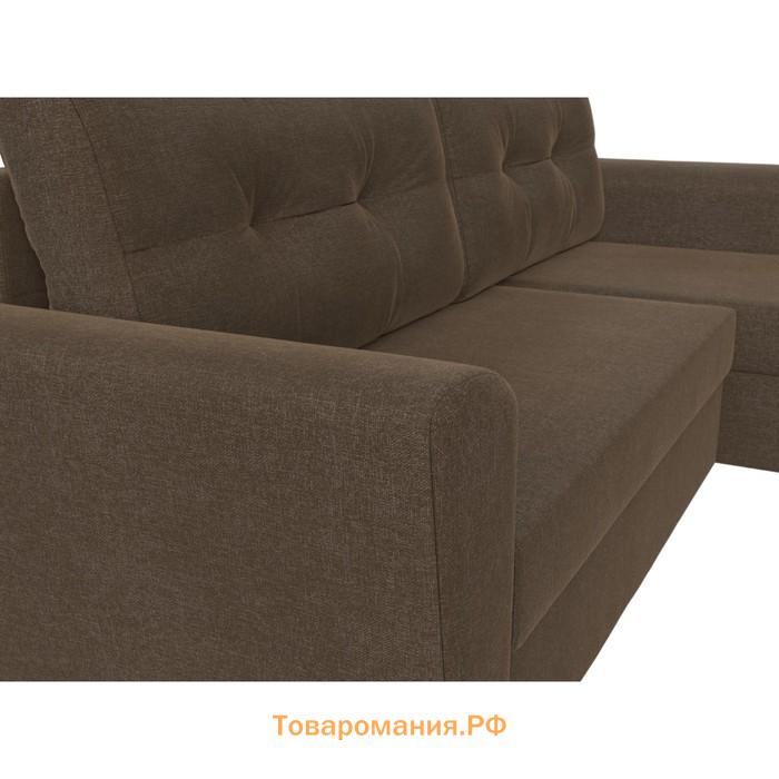 Угловой диван «Амстердам лайт», еврокнижка, правый угол, рогожка, цвет коричневый