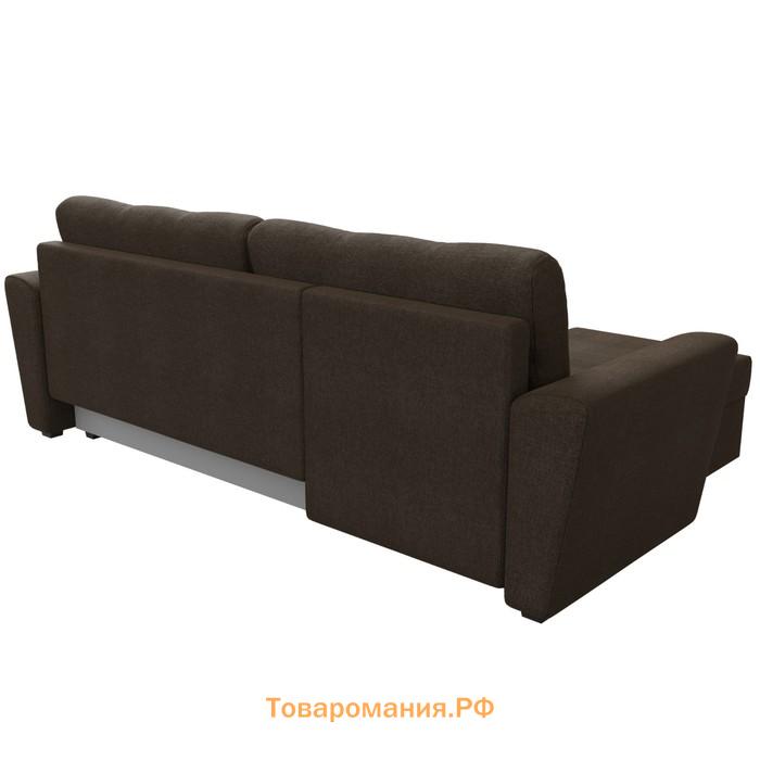 Угловой диван «Амстердам лайт», еврокнижка, левый угол, рогожка, цвет коричневый