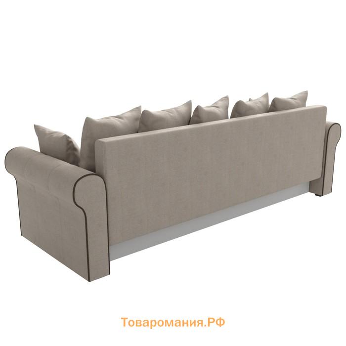 Прямой диван «Рейн», механизм еврокнижка, рогожка, цвет бежевый / кант коричневый