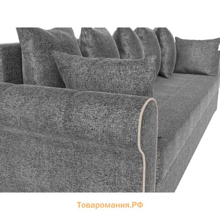 Прямой диван «Рейн», механизм еврокнижка, рогожка, цвет серый / кант бежевый