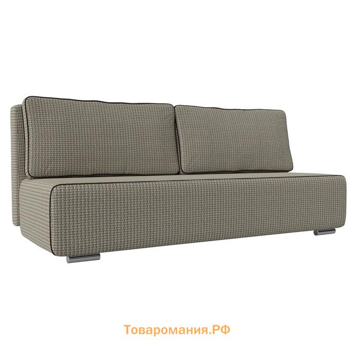 Прямой диван «Уно», еврокнижка, рогожка / микровельвет, цвет корфу 02 / кант коричневый