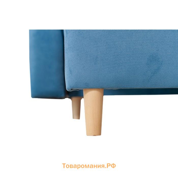 Угловой диван «Ванкувер», механизм еврокнижка, угол универсальный, велюр, цвет синий