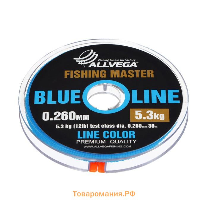 Леска монофильная ALLVEGA Fishing Master, диаметр 0.260  мм, тест 5.3 кг, 30 м, голубая