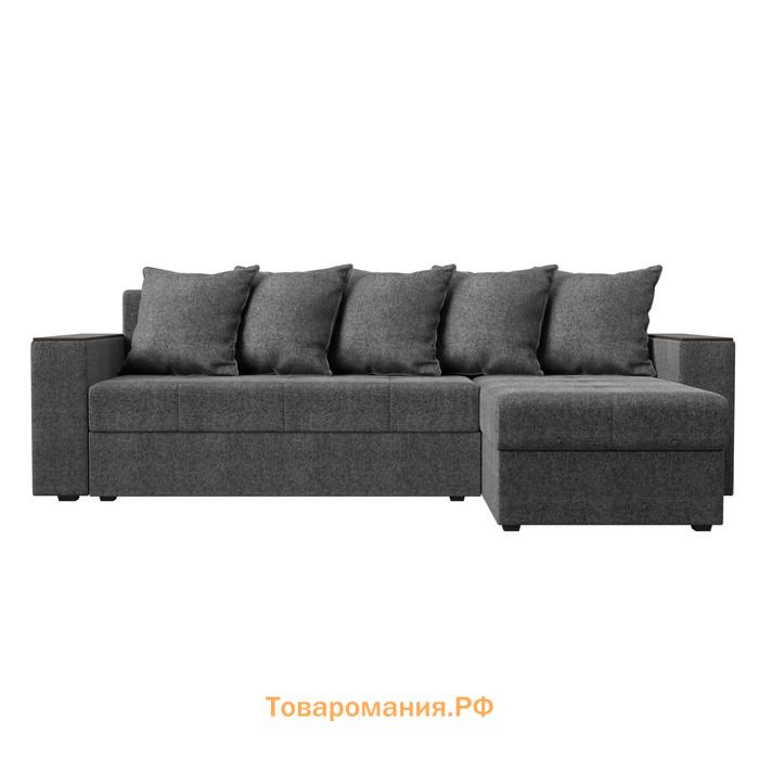 Угловой диван «Дубай лайт», еврокнижка, угол правый, рогожка, цвет серый