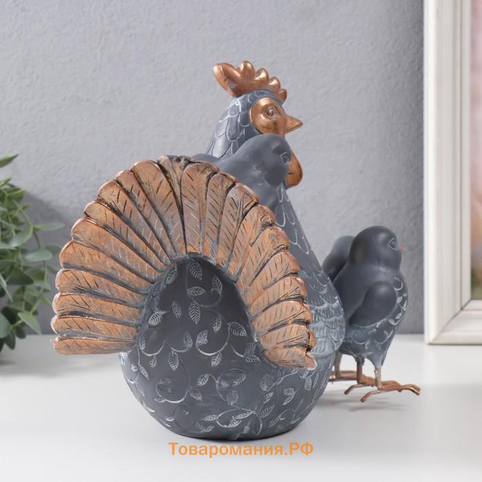 Фигурка полистоун «Курочка с тремя цыплятами», 22×17×22 см