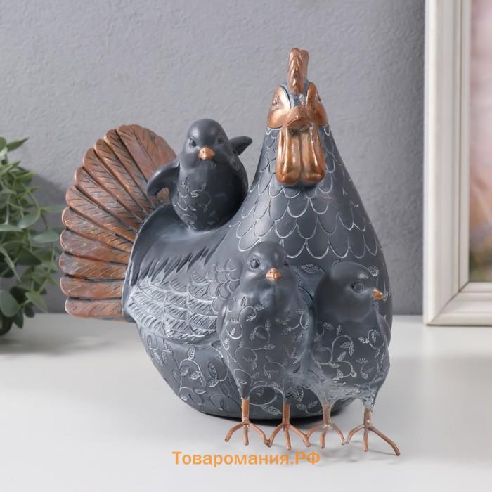Фигурка полистоун «Курочка с тремя цыплятами», 22×17×22 см