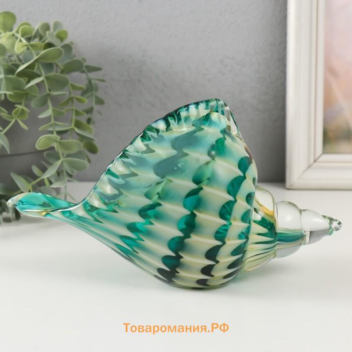 Фигурка стекло «Раковина с узором волн», под муранское стекло, 21×9×12 см