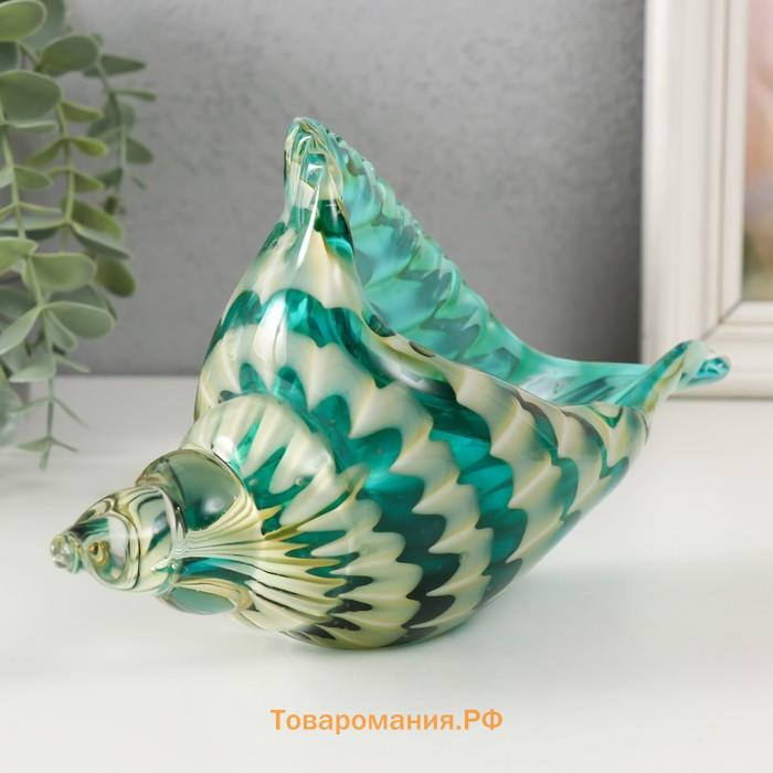 Фигурка стекло «Раковина с узором волн», под муранское стекло, 21×9×12 см