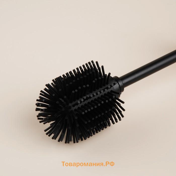 Ёршик для унитаза с подставкой SL Home, силиконовый, 9.8×9.8×39 бежевый