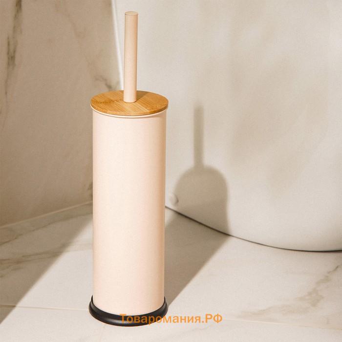 Ёршик для унитаза с подставкой SL Home, силиконовый, 9.8×9.8×39 бежевый