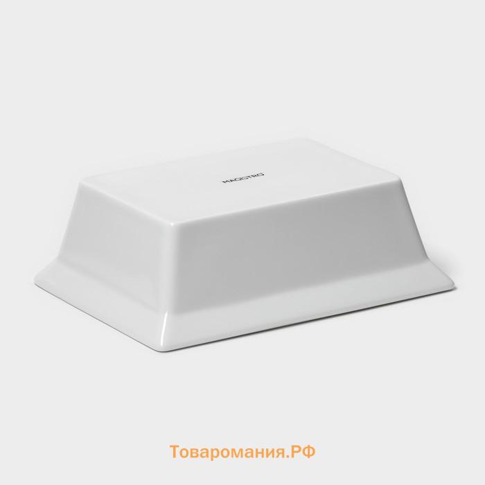 Форма для выпечки Magistro White gloss, 700 мл, 17.5×13.5×5.5 см, жаропрочный фарфор, белая