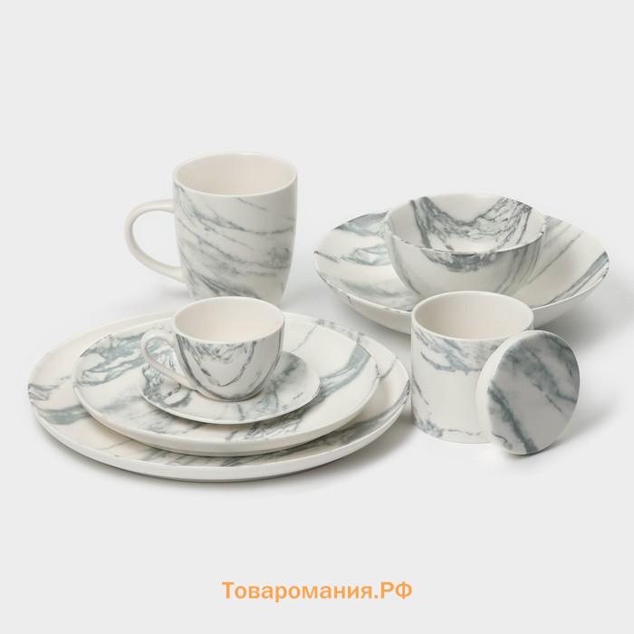 Тарелки Magistro Real Marble, d=26 см, набор 2 шт, фарфор, белые