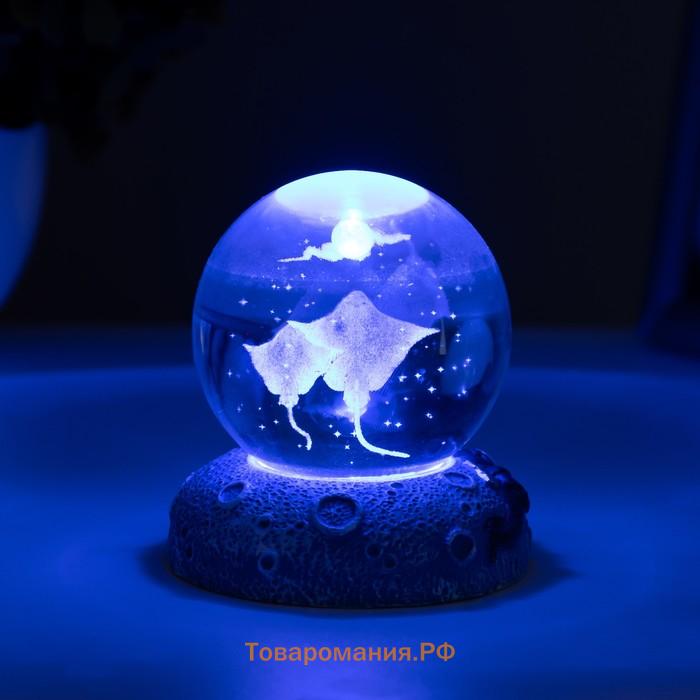 Фигурка светящаяся RISALUX «Скаты», LED-ночник, 1 Вт, USB, 6×6×8см