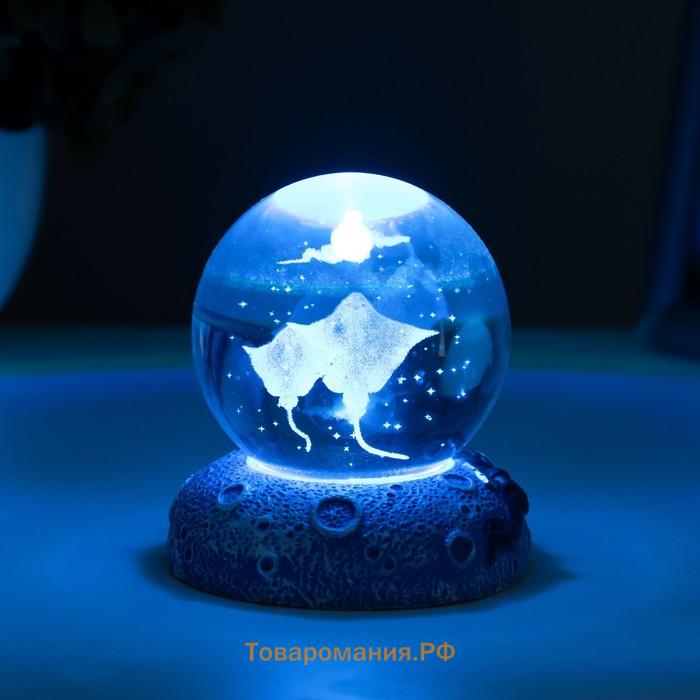 Фигурка светящаяся RISALUX «Скаты», LED-ночник, 1 Вт, USB, 6×6×8см