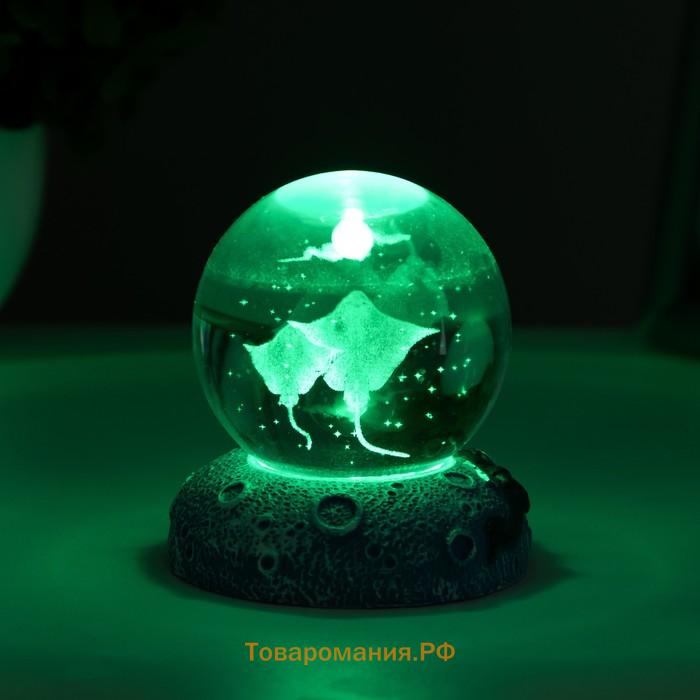 Фигурка светящаяся RISALUX «Скаты», LED-ночник, 1 Вт, USB, 6×6×8см