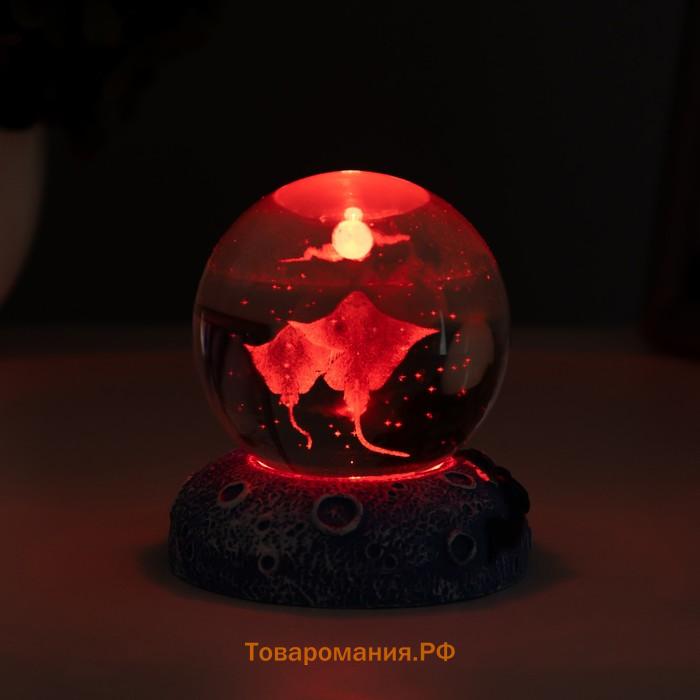 Фигурка светящаяся RISALUX «Скаты», LED-ночник, 1 Вт, USB, 6×6×8см