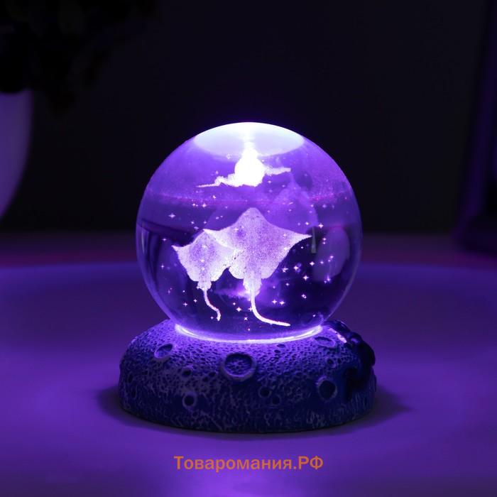 Фигурка светящаяся RISALUX «Скаты», LED-ночник, 1 Вт, USB, 6×6×8см