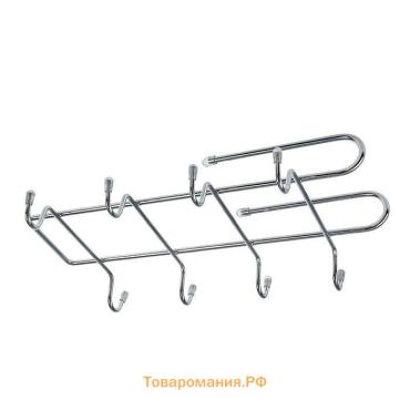 Держатель для кружек подвесной , на 8 предметов, 27.5×20×7.5 см, на толщину полки 3.5 см, хромированный