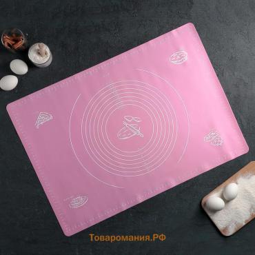 Коврик для выпечки и раскатки теста с разметкой  «Эрме», силикон, 64.5×45 см, МИКС