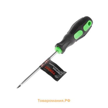 Отвертка шлицевая ТУНДРА, сатин, магнит, двухкомпонентная рукоятка, SL5×100 мм
