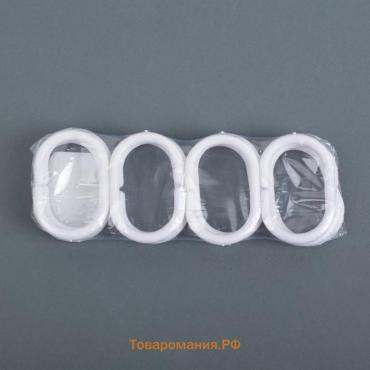 Кольца для штор , в ванную, пластик, 12 шт., 5.7×3.8 см, белые