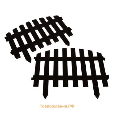 Ограждение декоративное, 35×210 см, 5 секций, пластик, коричневое, RENESSANS, Greengo
