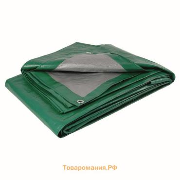 Тент защитный, 6×3 м, плотность 120 г/м², УФ, люверсы шаг 1 м, зелёный/серебристый
