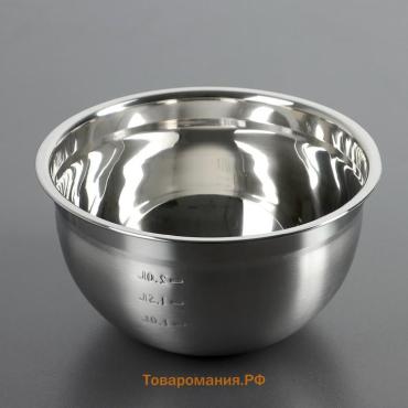 Миска с мерной шкалой, 1.2 л, 20×10.2 см, толщина 0.6 мм, нержавеющая сталь