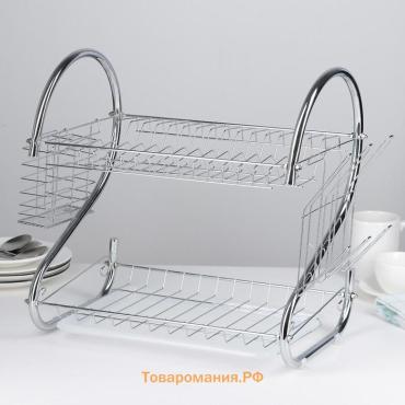 Сушилка для посуды  «Стойка», S-образная, 40×23.5×34 см, хромированная