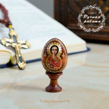 Фигурка дерево «Яйцо сувенирное: Святой Пантелеймон», на подставке