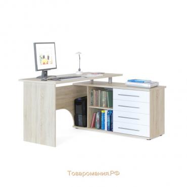Компьютерный стол «КСТ-109», угловой, правый, цвет дуб сонома / белый