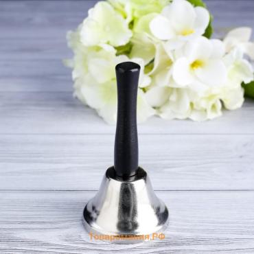 Колокольчик металлический, звонок настольный Shine, 12×6.5 см, серебряный