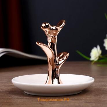 Фигурка-подставка для колец «Птица на дереве», керамика, 8.5×10×10 см, МИКС